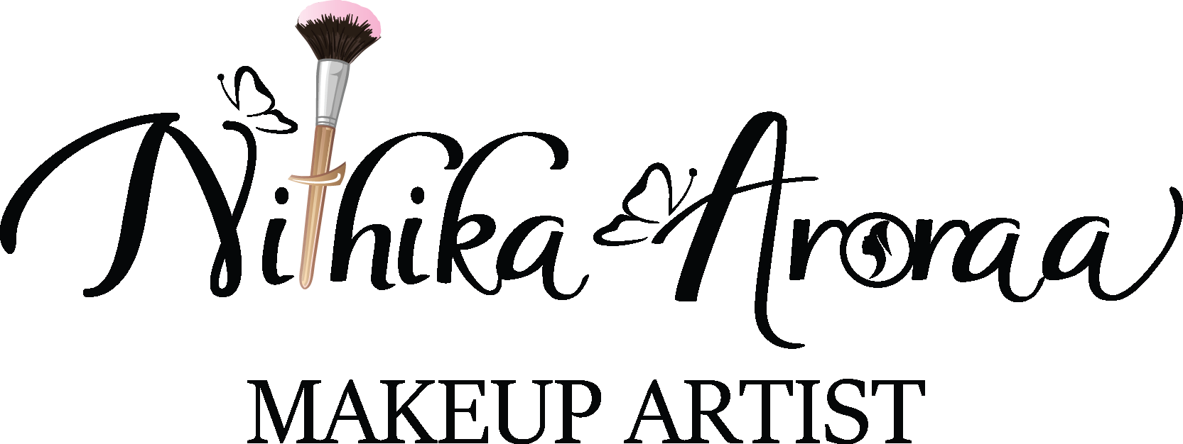 Nithika Aroraa Makeup Artist logo featuring a makeup brush integrated into the brand name